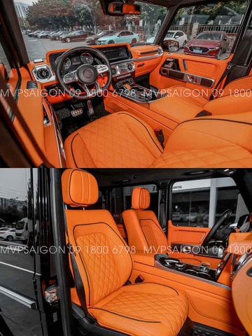Benz G-class bọc da đổi màu nội thất cam Hermes