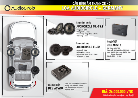 CẤU HÌNH ÂM THANH TIÊU CHUẨN 2-WAY AUDIOCIRCLE ML-C6.2