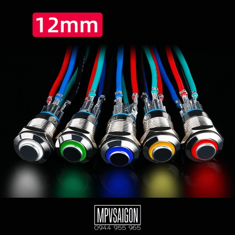 Công tắc LED kim loại 12mm 12V 24V chống nước Nhấn khóa