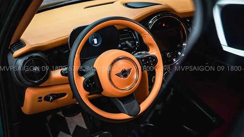 Mini Cooper bọc da đổi màu nội thất cam Hermes
