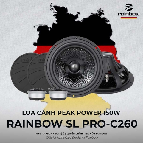 Loa lắp cánh cửa xe Rainbow SL Pro- C260 - Peak Power 150W