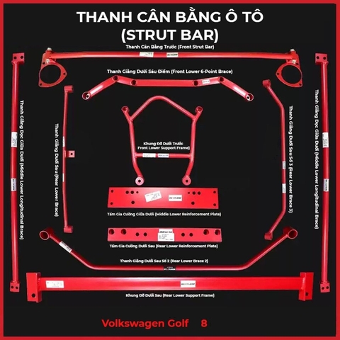 VOLKSWAGEN GOLF: BỘ THANH GIẰNG CÂN BẰNG XE (STRUT BAR)