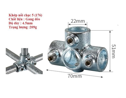 Khớp nối ống thép tròn Phi 42