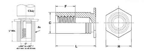 Trụ tán ren trong-(Trụ Blind) M4x6---M4x20