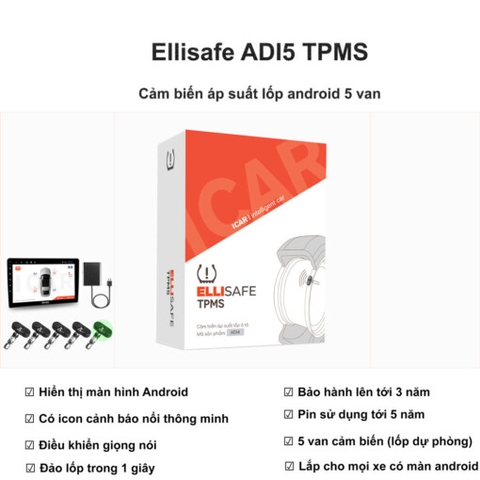 Cảm Biến Áp Suất Lốp Android 5 Van – Ellisafe ADI5 Kết Nối USB