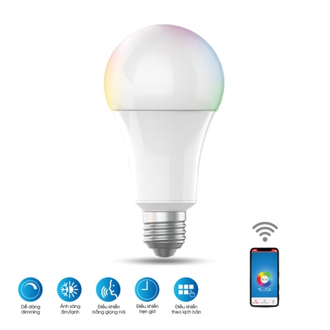 Bóng đèn LED BULB RGB kết nối wifi LED A60 RGBW/9W.WF RẠNG ĐÔNG