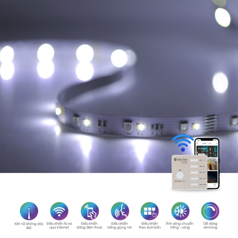 Đèn LED dây RGBCW 16 triệu màu Bluetooth LD01.BLE. RGBCW 1000/3W RẠNG ĐÔNG
