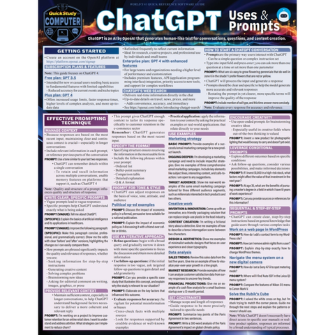 ChatGPT Uses & Prompts: a QuickStudy Laminated Reference Guide - Frank Blackwell