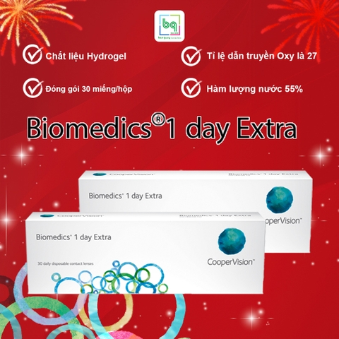 Kính áp tròng trong suốt Biomedics 1 Day Extra