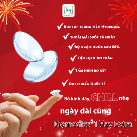 Kính áp tròng trong suốt Biomedics 1 Day Extra