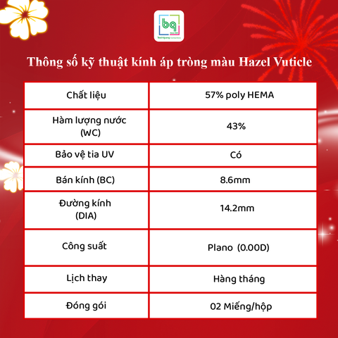 Kính áp tròng Hazel Vuticle