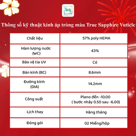 Kính áp tròng True Sapphire Vuticle