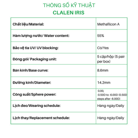 Kính áp tròng Clalen Iris 1 DAY - JAZZ BLACK