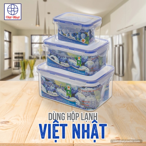 Bộ 3 hộp nhựa đựng thực phẩm Việt Nhật có nắp đậy