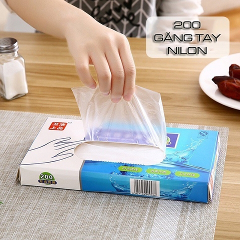 Hộp 200 cái găng tay nilon dùng 1 lần