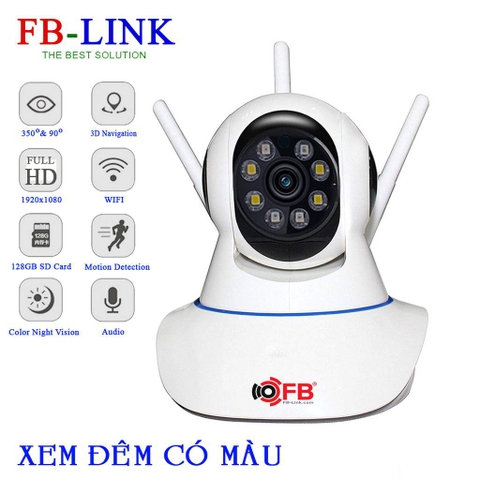 Camera IP Wifi FB-Link GT-3442 Full HD (App Yoosee – Có Màu Ban Đêm – Có Cổng Lan - Đàm thoại 2 chiều)