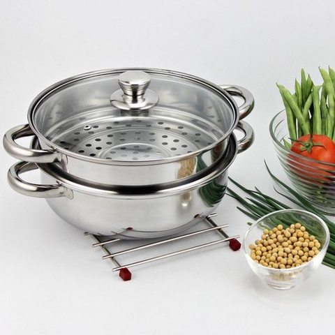 Nồi hấp 2 tầng bằng inox size 28cm