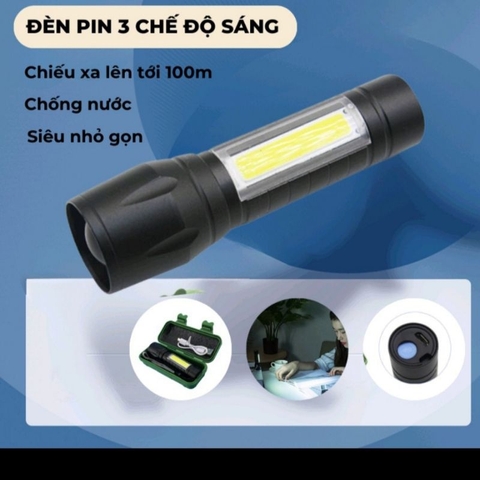 Đèn pin mini cầm tay siêu sáng sạc điện có hộp