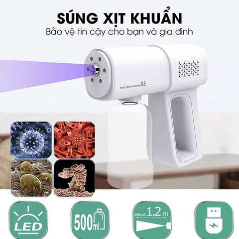 Súng phun xịt khuẩn khử nano cầm tay K5