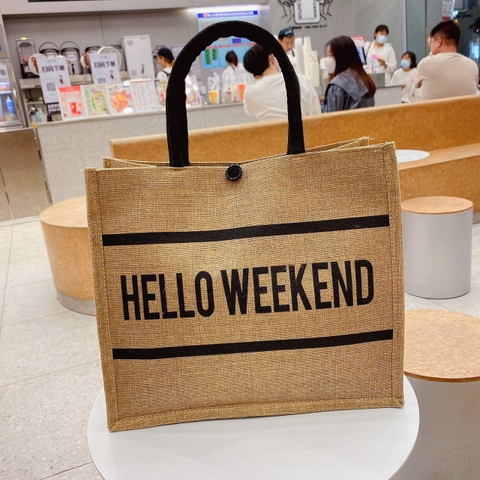 Túi cói Hello Weekend đi biển