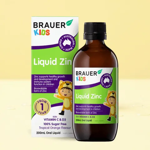 Siro kẽm Brauer Kids Liquid Zinc 200ml cho trẻ 1 tuổi trở lên