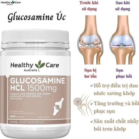 HEALTHY CARE GLUCOSAMINE HCL 1500MG, Sụn khớp 400 VIÊN