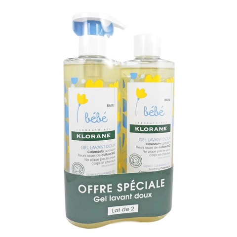 Set 2 chai tắm gội trẻ em Klorane Bébé (500ml x 2)