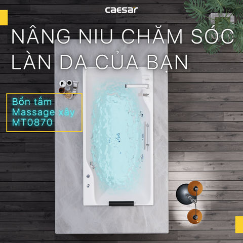 Bồn tắm dài Caesar MT0870a loại xây massage dài 1m7