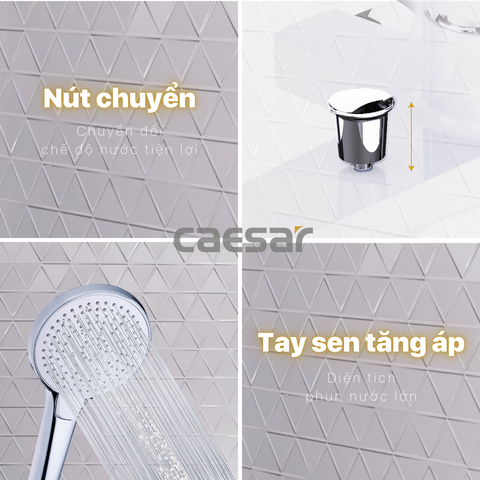 Vòi Hoa Sen CAESAR S393CW Màu Trắng Tay Sen Massage Nóng Lạnh
