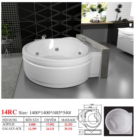 Bồn tắm góc Việt Mỹ 14RC dài 1m4