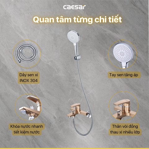 Vòi Sen CAESAR S393CG Màu Nâu Đồng Tay Sen Massage