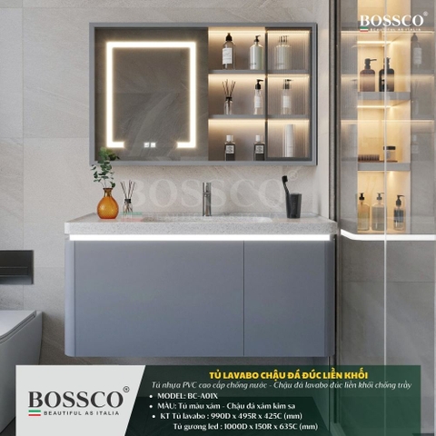 Bộ Lavabo tủ BOSSCO BC-A01X chậu đá đúc liền khối