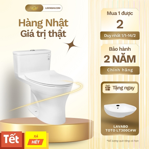 Bồn cầu 1 khối TOTO MS855DT8#XW nắp êm sứ chống bám bẩn (tặng lavabo)