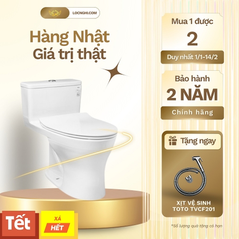 Bồn cầu 1 khối TOTO MS855DT8#XW nắp êm sứ chống bám bẩn (tặng vòi xịt)