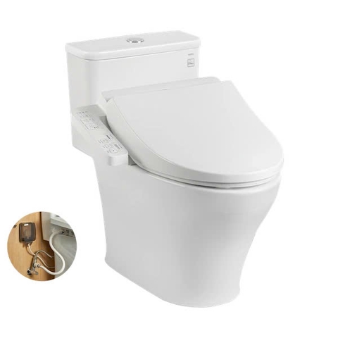 Bồn cầu 1 khối TOTO MS857DW18 kèm nắp rửa điện tử WASHLET dòng C2 cơ bản – TCF23710AAA