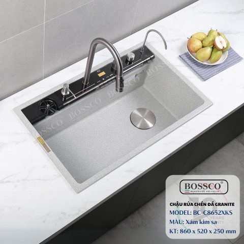Chậu rửa chén đá BOSSCO BC-C8652XKS 1 hộc 7 phím đa năng