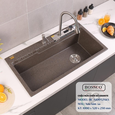 Chậu rửa chén đá BOSSCO BC-A10052NKS 1 hộc 2 phím đa năng
