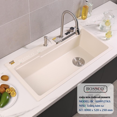 Chậu rửa chén đá BOSSCO BC-A10052TKS 1 hộc 2 phím đa năng