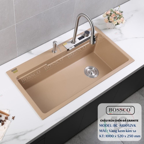 Chậu rửa chén đá BOSSCO BC-A10052VK 1 hộc 2 phím đa năng
