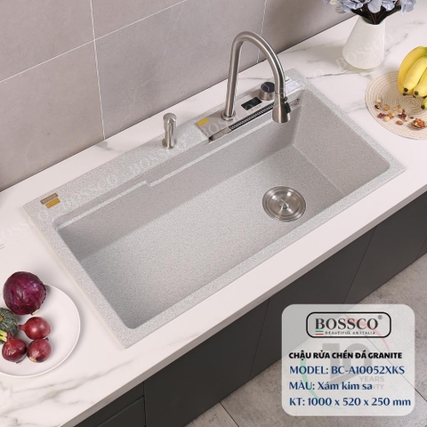 Chậu rửa chén đá BOSSCO BC-A10052XKS 1 hộc 2 phím đa năng