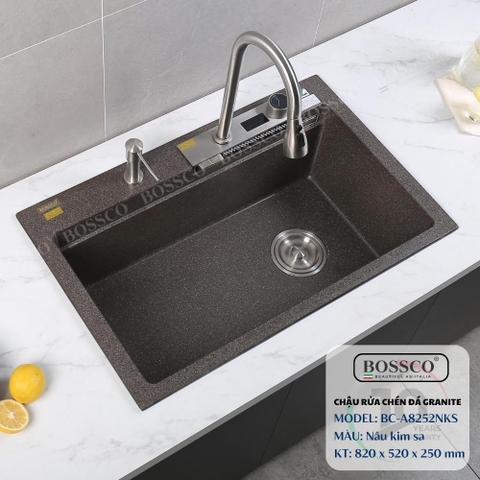 Chậu rửa chén đá BOSSCO BC-A8252NKS 1 hộc 2 phím đa năng