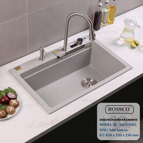 Chậu rửa chén đá BOSSCO BC-A8252XKS 1 hộc 2 phím đa năng