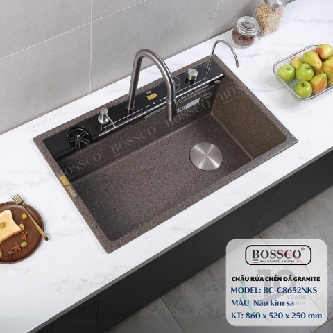 Chậu rửa chén đá BOSSCO BC-C8652NKS 1 hộc 7 phím đa năng