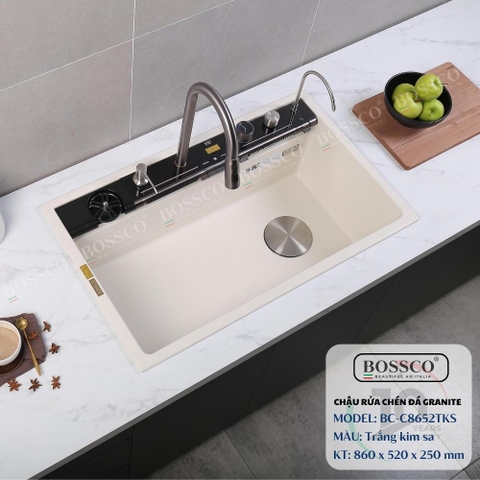 Chậu rửa chén đá BOSSCO BC-C8652TKS 1 hộc 7 phím đa năng