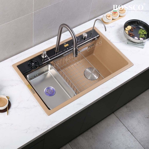 Chậu rửa chén đá BOSSCO BC-C8652VK 1 hộc 7 phím đa năng