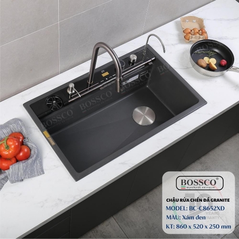 Chậu rửa chén đá BOSSCO BC-C8652XĐ 1 hộc 7 phím đa năng