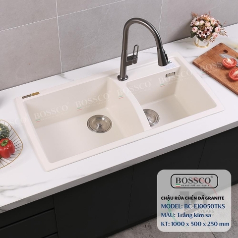 Chậu rửa chén đá BOSSCO BC-E10050TKS 2 hộc