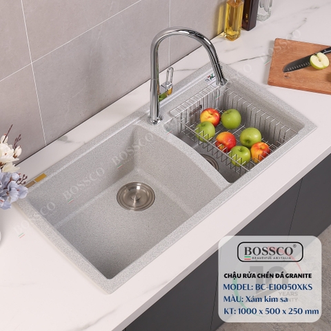 Chậu rửa chén đá BOSSCO BC-E10050XKS 2 hộc