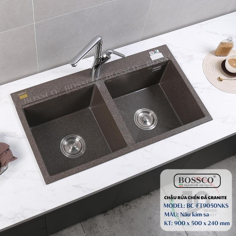 Chậu rửa chén đá BOSSCO BC-FT9050NKS 2 hộc