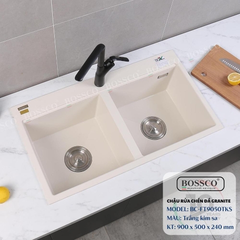 Chậu rửa chén đá BOSSCO BC-FT9050TKS 2 hộc